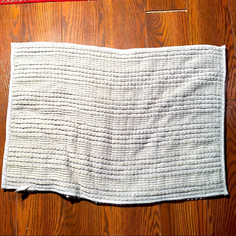 Gray Plush Chenille Bath Mat Set 2-Piece Shaggy Absorbent